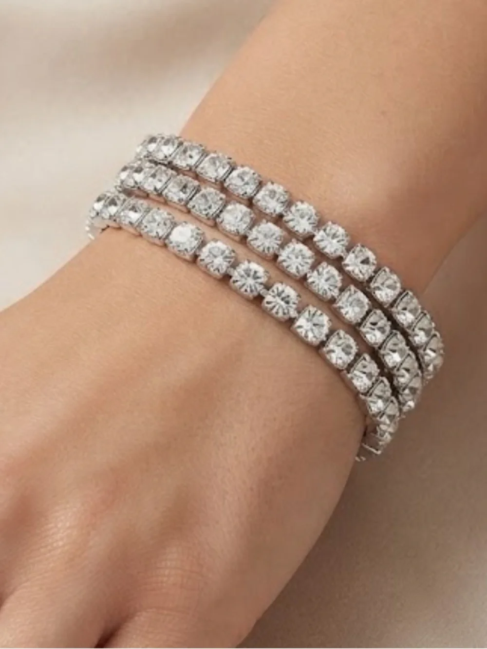 Silver Crystal Tennis Bracelet - Women Jewelry